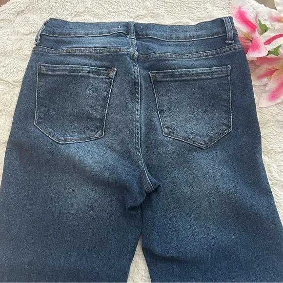 Kensie The Slim Straight Dark Blue Ankle Raw Hem Cropped Jeans - Picture 9 of 9